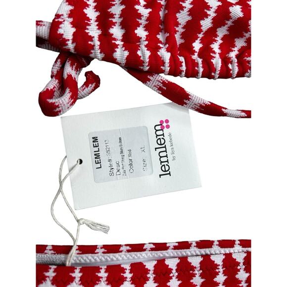 lemlem by Liya Kebede Zala Red String Bikini Bottom Sz XL Adjustable Ties NEW - Picture 7 of 9